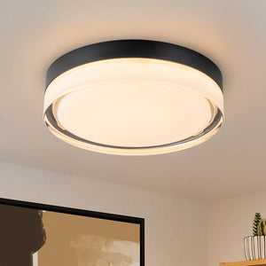 Chandelierias-Matte Black Modern Dimmable LED Glass Flush Mount-Flush Mount-11 in.-