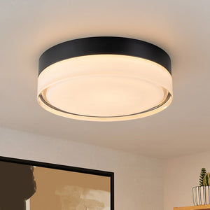 Chandelierias-Matte Black Modern Dimmable LED Glass Flush Mount-Flush Mount-9 in.-