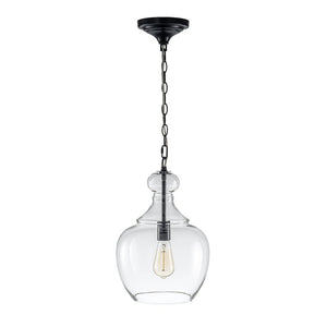 Chandelierias - Mid - century 1 - Light Hand - blown Sculptural Glass Pendant - Chandelier - Black - 