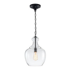 Chandelierias - Mid - century 1 - Light Hand - blown Sculptural Glass Pendant - Chandelier - Black - 