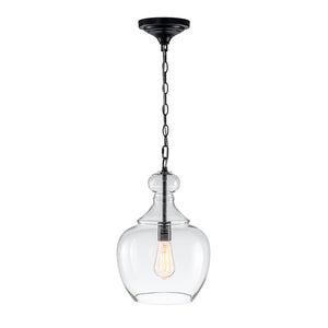 Chandelierias - Mid - century 1 - Light Hand - blown Sculptural Glass Pendant - Chandelier - Black - 