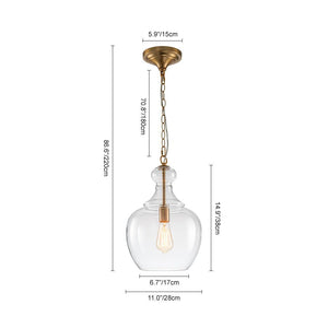 Chandelierias - Mid - century 1 - Light Hand - blown Sculptural Glass Pendant - Chandelier - Black - 