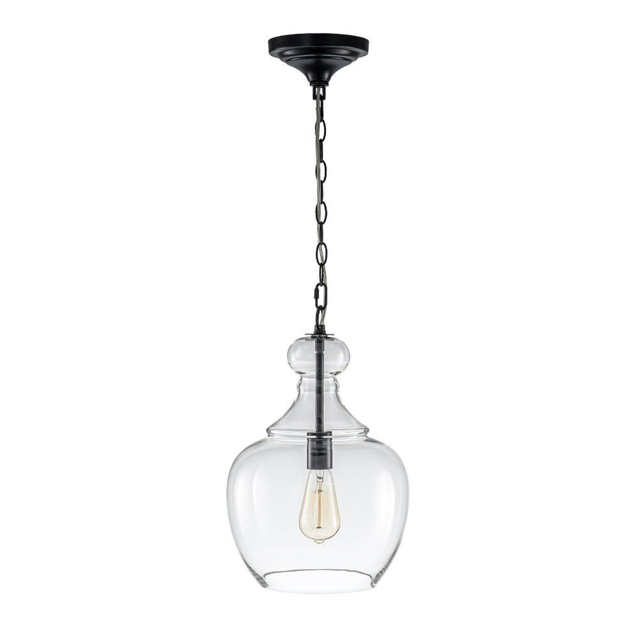 Chandelierias - Mid - century 1 - Light Hand - blown Sculptural Glass Pendant - Chandelier - Black - 