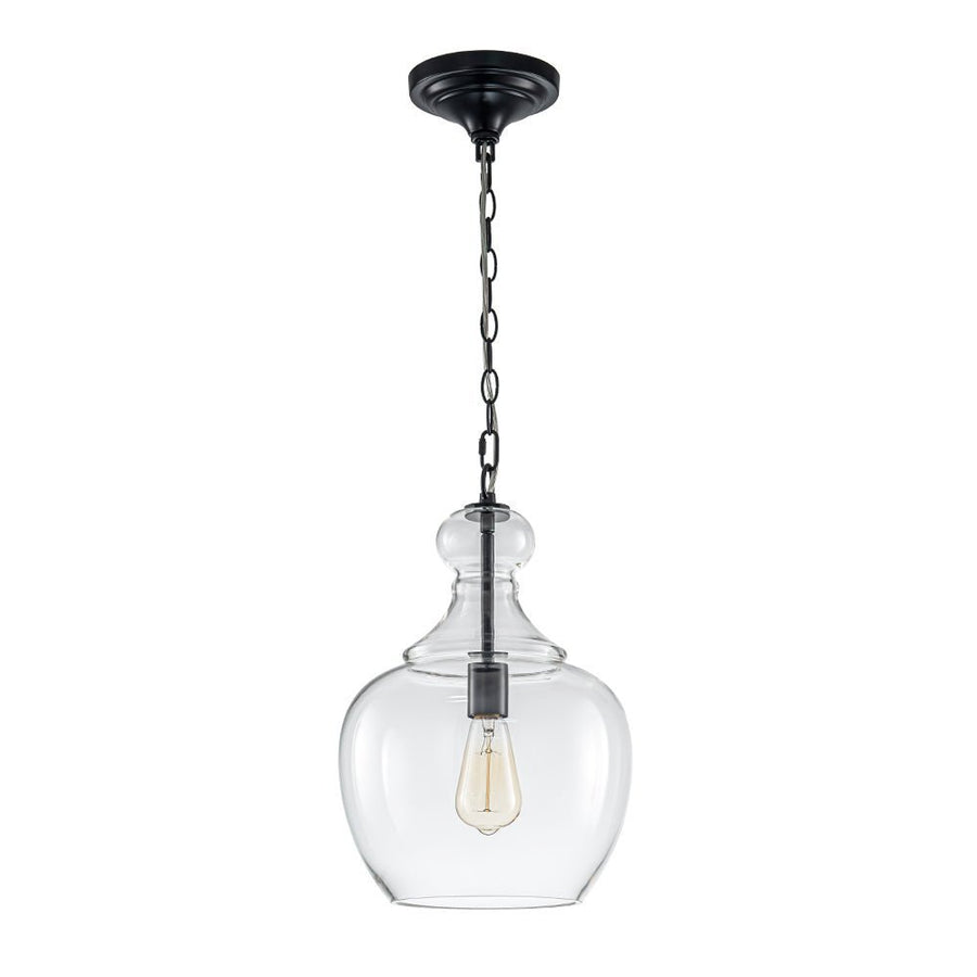 Chandelierias - Mid - century 1 - Light Hand - blown Sculptural Glass Pendant - Chandelier - Black - 