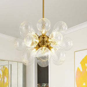 Chandelierias - Mid - century 18 - Light Crafted Swirl Balloon Glass Chandelier - Chandeliers - Clear - 