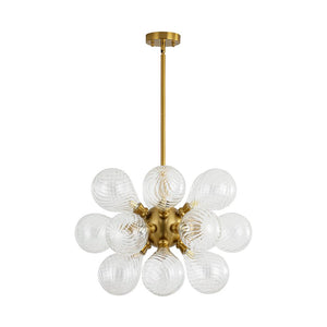 Chandelierias - Mid - century 18 - Light Crafted Swirl Balloon Glass Chandelier - Chandeliers - Clear - 