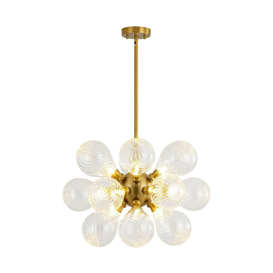 Chandelierias - Mid - century 18 - Light Crafted Swirl Balloon Glass Chandelier - Chandeliers - Clear - 