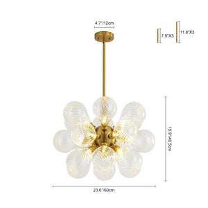 Chandelierias - Mid - century 18 - Light Crafted Swirl Balloon Glass Chandelier - Chandeliers - Clear - 