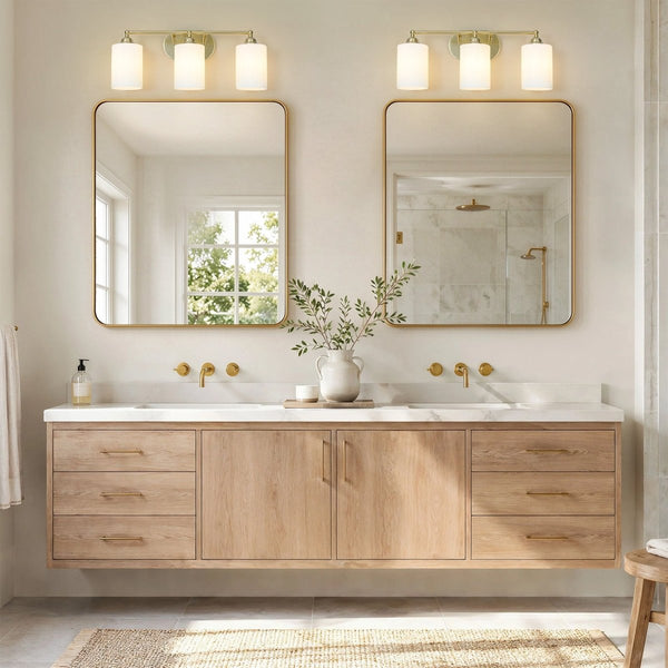 Chandelierias-Mid-Century 3-Light Cylinder Frosted Opal Ribbed Glass Bathroom Vanity Sconce-Wall Light-3-Light-