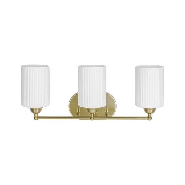 Chandelierias-Mid-Century 3-Light Cylinder Frosted Opal Ribbed Glass Bathroom Vanity Sconce-Wall Light-3-Light-