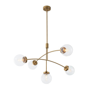 Chandelierias - Mid - century 5 - Light Glass Globe Branch Chandelier - Chandeliers - Gold - Forsted