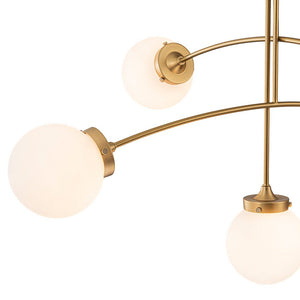 Chandelierias - Mid - century 5 - Light Glass Globe Branch Chandelier - Chandeliers - Gold - Forsted