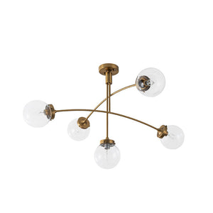 Chandelierias - Mid - century 5 - Light Glass Globe Branch Chandelier - Chandeliers - Gold - Forsted