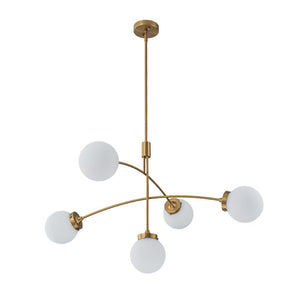 Chandelierias - Mid - century 5 - Light Glass Globe Branch Chandelier - Chandeliers - Gold - Forsted