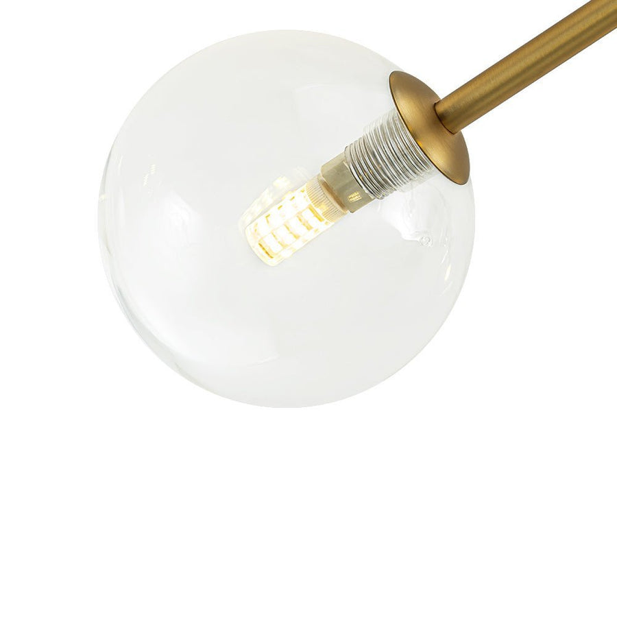 Chandelierias - Mid - century 6 - Light Clear Glass Globe Branch Semi - Flush Mount - Semi Flush - Gold - 