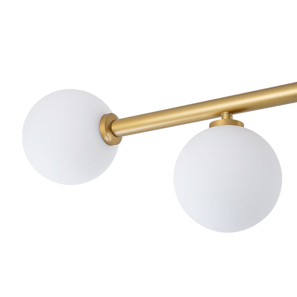 Chandelierias - Mid - Century 6 - Light Frosted Glass Linear Sputnik Semi Flush Mount - Semi Flush - 6 Bulbs - 