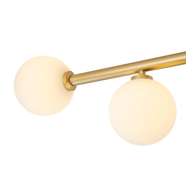 Chandelierias - Mid - Century 6 - Light Frosted Glass Linear Sputnik Semi Flush Mount - Semi Flush - 6 Bulbs - 