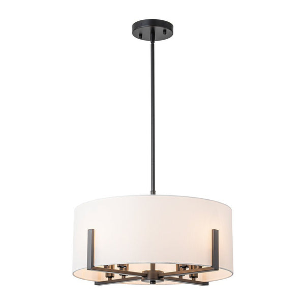 Chandelierias - Mid - century 8 - Light Drum Semi - Flush Mount /Pendant - Chandeliers - Black - 