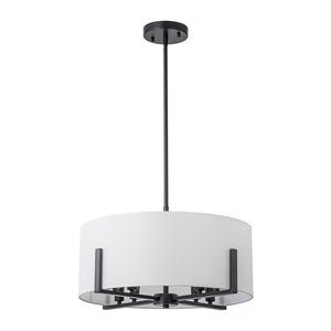 Chandelierias - Mid - century 8 - Light Drum Semi - Flush Mount /Pendant - Chandeliers - Black - 