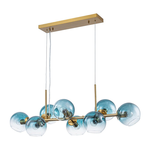Chandelierias - Mid - century 8 - Light Sculptural Glass Island Chandelier - Chandeliers - Blue - 