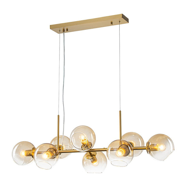 Chandelierias - Mid - century 8 - Light Sculptural Glass Island Chandelier - Chandeliers - Brass - 