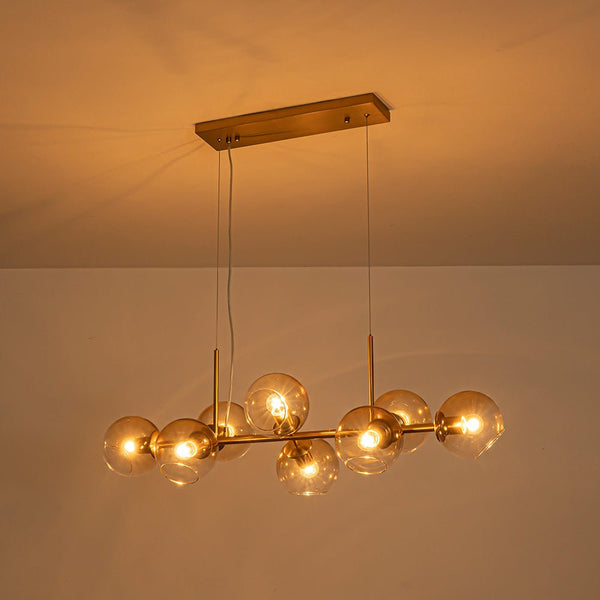 Chandelierias - Mid - century 8 - Light Sculptural Glass Island Chandelier - Chandeliers - Brass - 