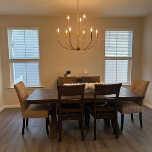 Chandelierias - Mid - century 9 - Light Statement Metal Candle Style Chandelier - Chandeliers - Brushed Brass - 