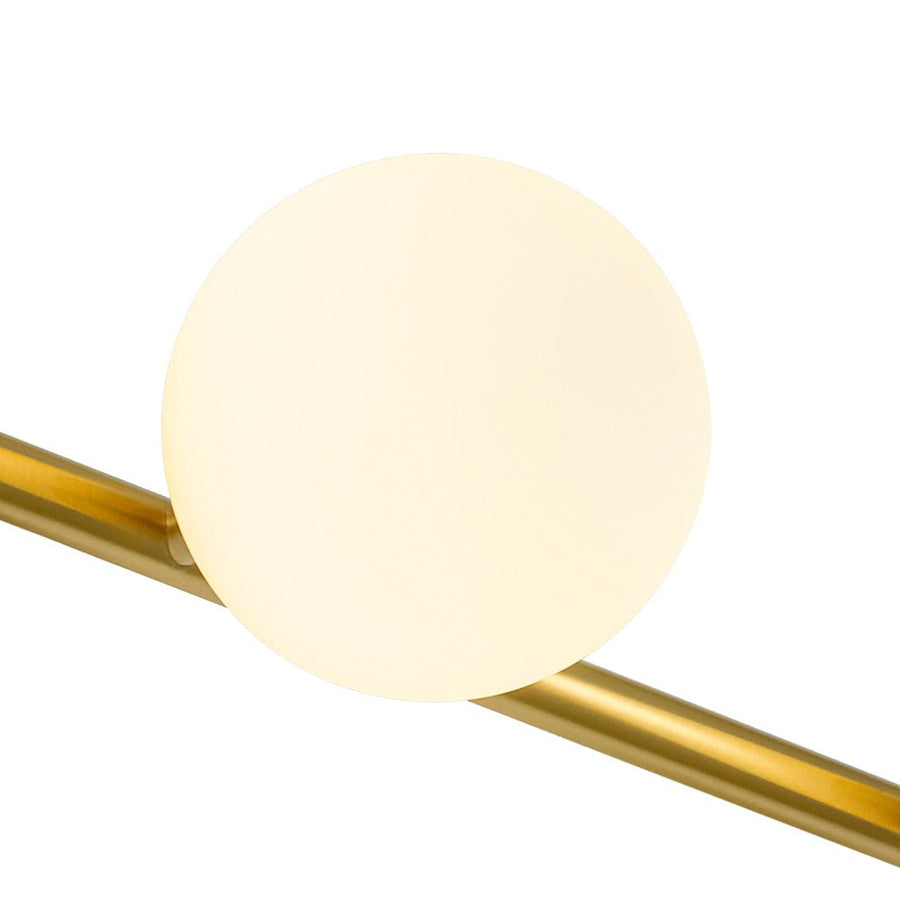 Chandelierias - Mid - century Aged Brass Glass Globe Linear Vanity Light - Wall Light - 3 Bulbs - 