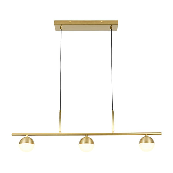 Chandelierias-Mid-century Brass 3-Light Acrylic Half-sphere Linear Pendant-Pendants-Brass-