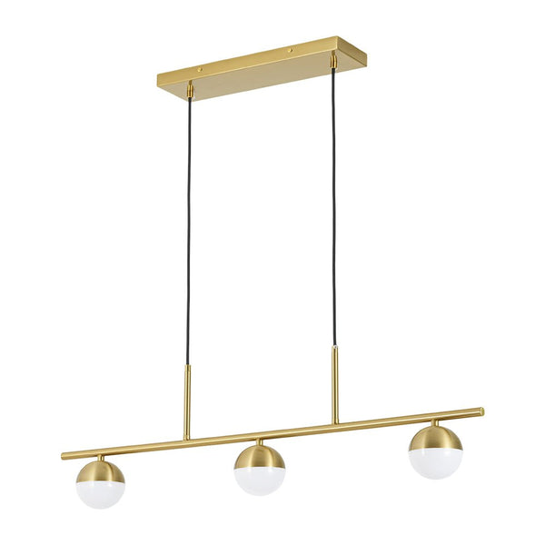 Chandelierias-Mid-century Brass 3-Light Acrylic Half-sphere Linear Pendant-Pendants-Brass-