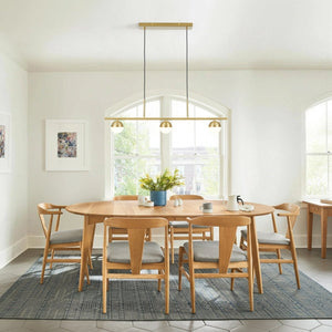 Chandelierias-Mid-century Brass 3-Light Acrylic Half-sphere Linear Pendant-Pendants-Brass-