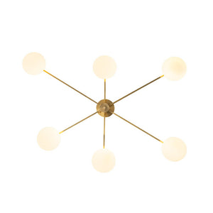 Chandelierias - Mid - century Brass 6 - Light Asymmetry Sputnik Semi - flush Mount - Semi Flush - Brass - 