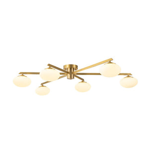 Chandelierias - Mid - century Brass 6 - Light Asymmetry Sputnik Semi - flush Mount - Semi Flush - Brass - 