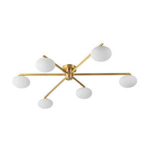 Chandelierias - Mid - century Brass 6 - Light Asymmetry Sputnik Semi - flush Mount - Semi Flush - Brass - 