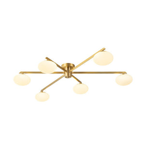 Chandelierias - Mid - century Brass 6 - Light Asymmetry Sputnik Semi - flush Mount - Semi Flush - Brass - 