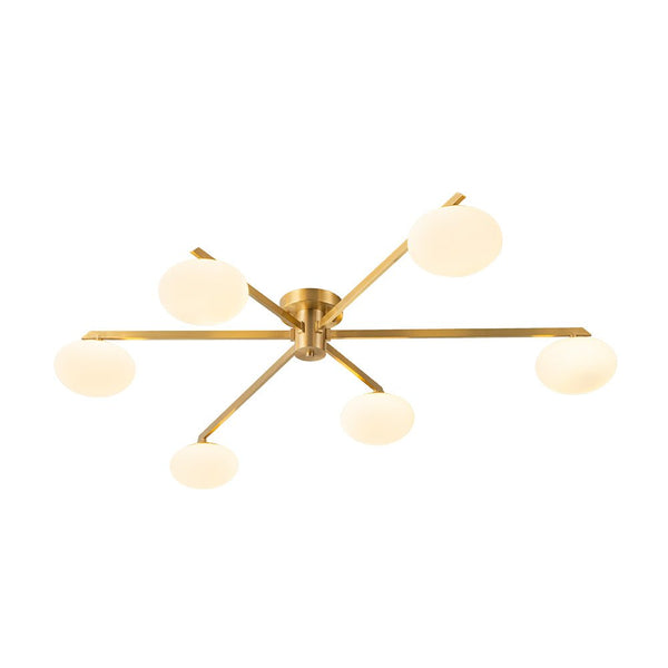 Chandelierias - Mid - century Brass 6 - Light Asymmetry Sputnik Semi - flush Mount - Semi Flush - Brass - 