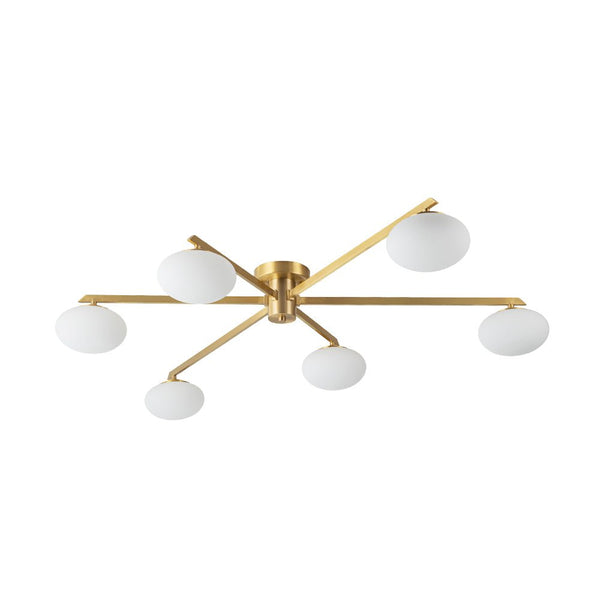 Chandelierias - Mid - century Brass 6 - Light Asymmetry Sputnik Semi - flush Mount - Semi Flush - Brass - 