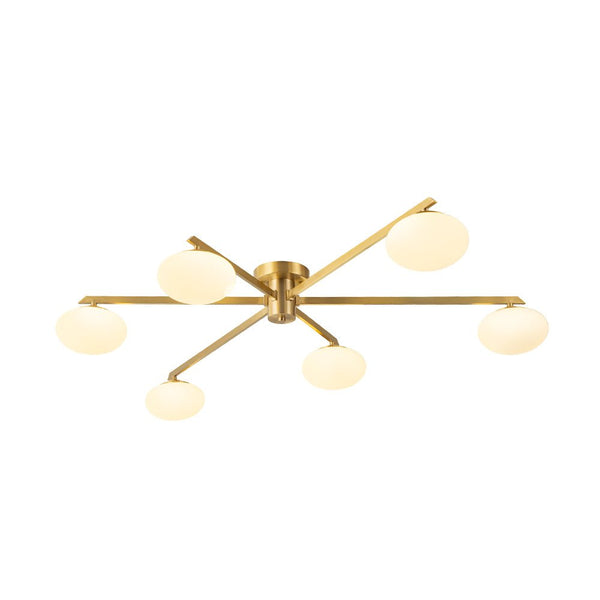 Chandelierias - Mid - century Brass 6 - Light Asymmetry Sputnik Semi - flush Mount - Semi Flush - Brass - 