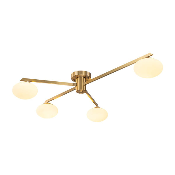 Chandelierias - Mid - century Brass Asymmetry Sputnik Semi - flush Mount - Semi Flush - Brass - 3 Bulbs