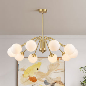 Chandelierias - Mid - century Brass Glass Globe Sputnik Spider Chandelier - Chandeliers - 10 Bulbs - 