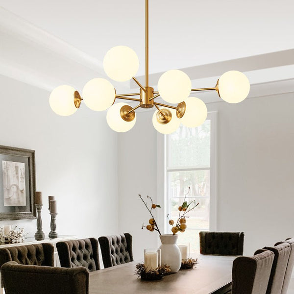 Chandelierias - Mid - century Brass Modern Tiered Sputnik Glass Globe Chandelier - Chandelier - 8 Bulbs (Back - order & Arrive in 4 weeks) - 