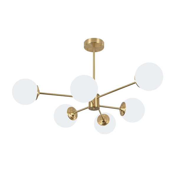 Chandelierias - Mid - century Brass Modern Tiered Sputnik Glass Globe Chandelier - Chandelier - 8 Bulbs (Back - order & Arrive in 4 weeks) - 