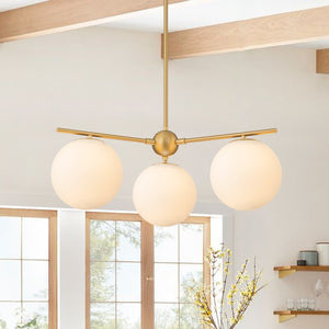 Chandelierias - Mid - century Milky White Glass Globe Sputnik Tiered Chandelier - Chandelier - 1 - Tier - 