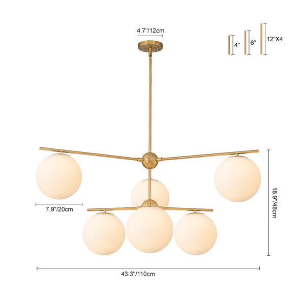 Chandelierias - Mid - century Milky White Glass Globe Sputnik Tiered Chandelier - Chandelier - 2 - Tier - 