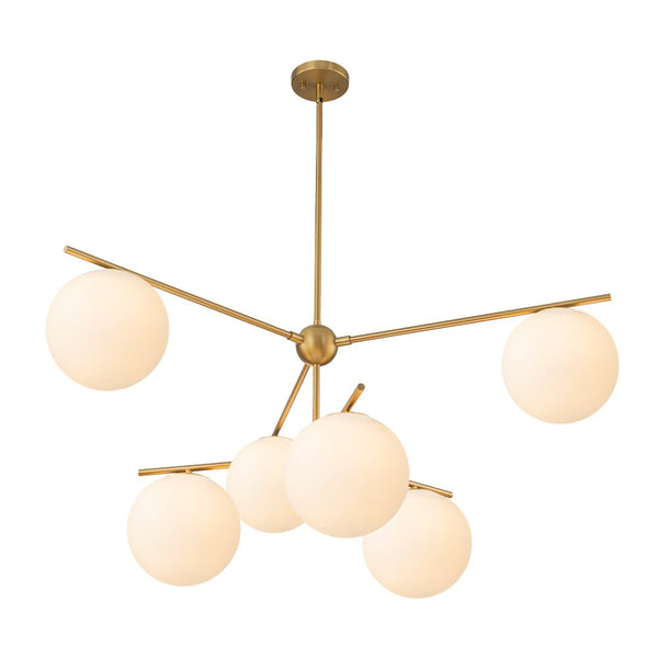 Chandelierias - Mid - century Milky White Glass Globe Sputnik Tiered Chandelier - Chandelier - 2 - Tier - 