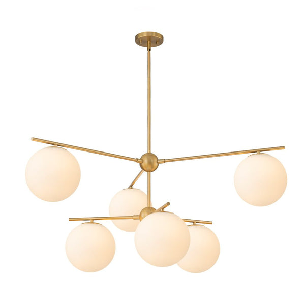 Chandelierias - Mid - century Milky White Glass Globe Sputnik Tiered Chandelier - Chandelier - 2 - Tier - 