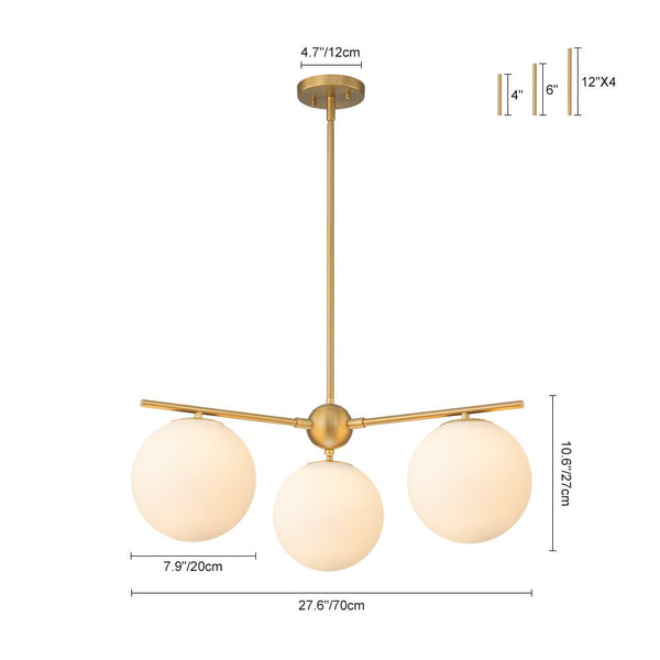 Chandelierias - Mid - century Milky White Glass Globe Sputnik Tiered Chandelier - Chandelier - 2 - Tier - 