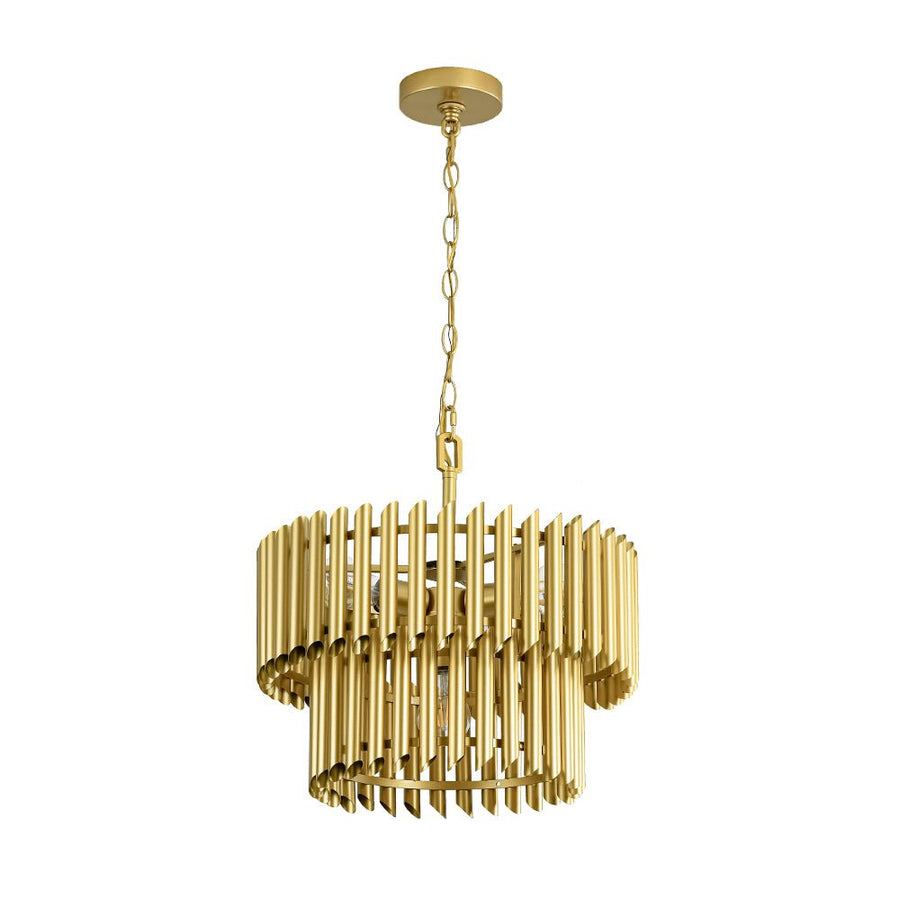 Chandelierias - Mid - century Modern 4 - Light Panpipe Design Tiered Pendant - Pendant - Gold - 