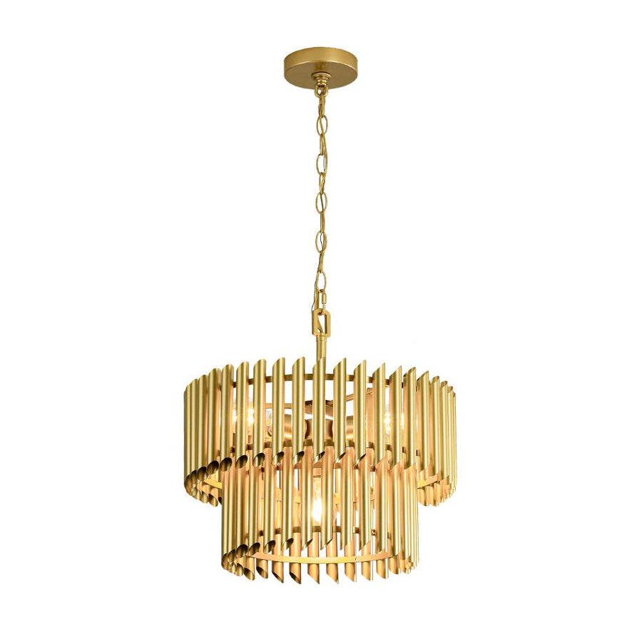 Chandelierias - Mid - century Modern 4 - Light Panpipe Design Tiered Pendant - Pendant - Gold - 