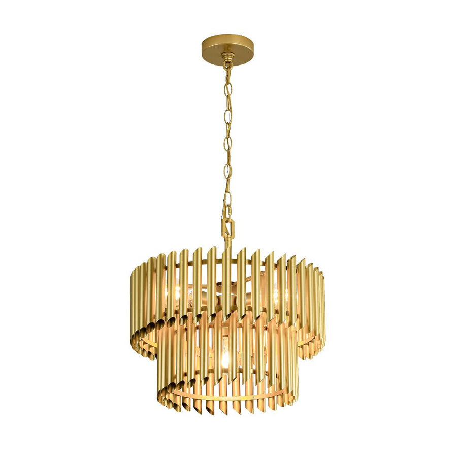 Chandelierias - Mid - century Modern 4 - Light Panpipe Design Tiered Pendant - Pendant - Gold - 